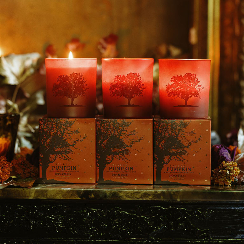 gilded pumpkin candle set