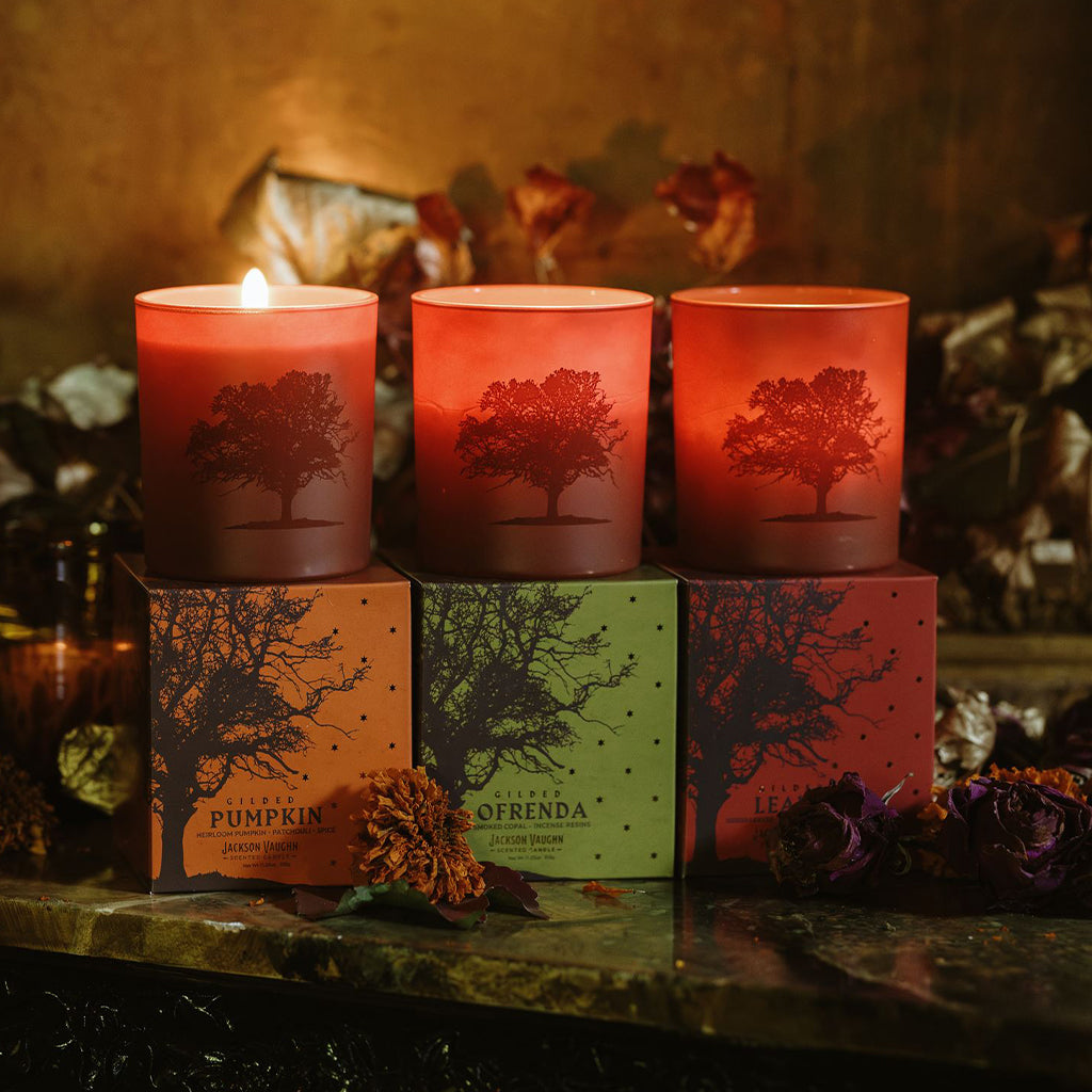 gilded fall candle trio set