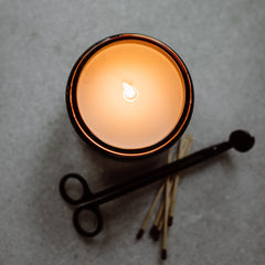 Jackson Vaughn Texas Candle with wick trimmer and matches