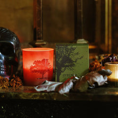 gilded fall leaves ofrenda candle set