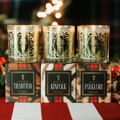 Jackson Vaughn Classic Holiday Candle Trio, Folklore, Kinfolk, and Tradition candles