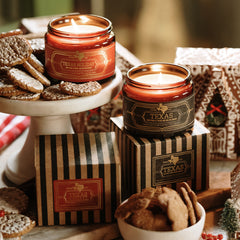 Jackson Vaughn Lone Star Holiday Pair, Texas and Texas Holiday candles with cookies and gingerbread
